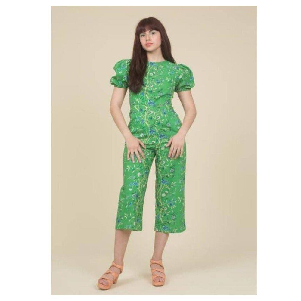 SAMANTHA PLEET Garden Jumpsuit in Green Wallpaper